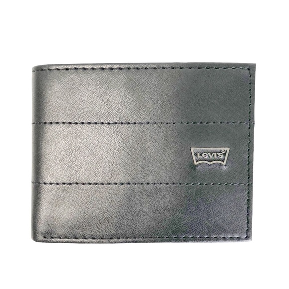 LEVI’S Black Men’s Leather Wallet NWOT - Picture 1 of 7